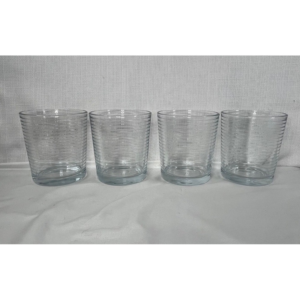 Vintage Pasabahce Clear Glass Tumblers Set of 4 Ribbed Drinking Glasses